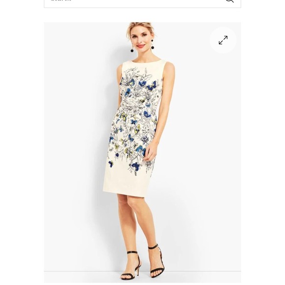 Talbots RSVP Floral Butterfly Print Sleeveless Sheath Dress - Size‎ 12 - Picture 1 of 7